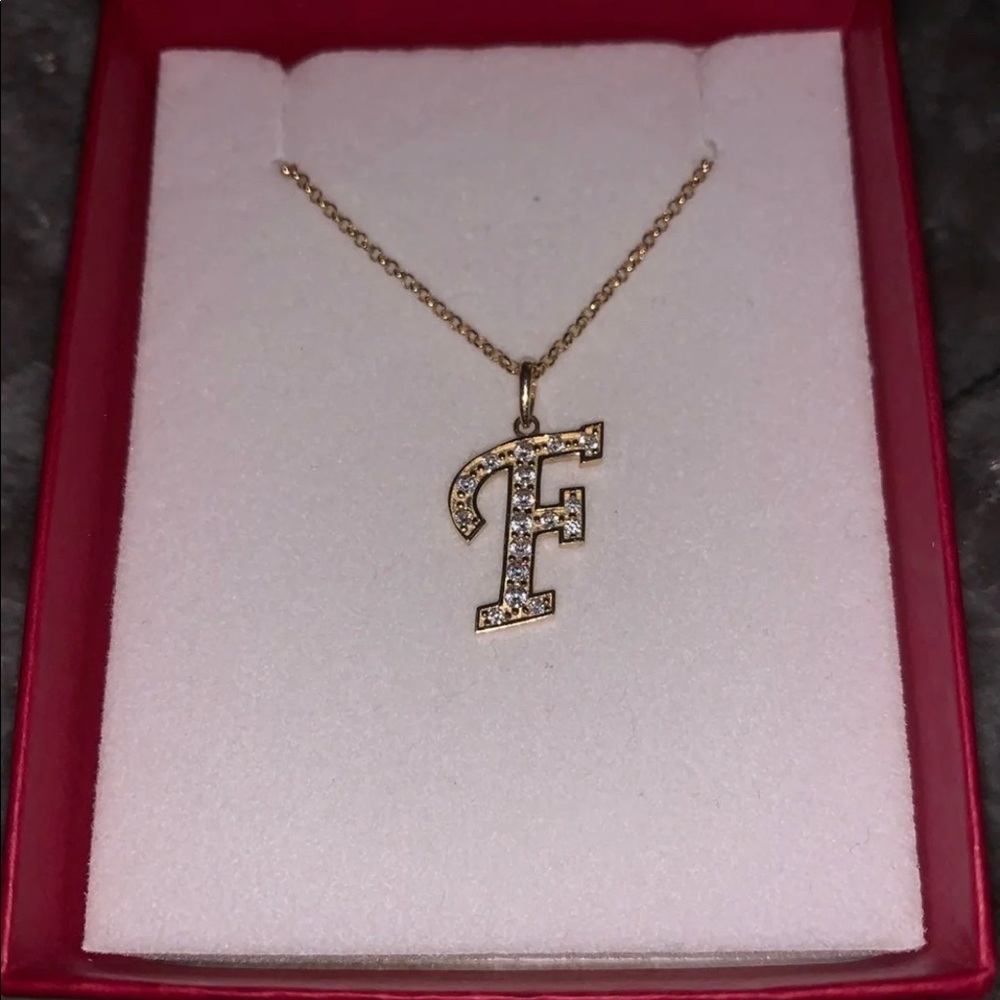 F" Diamond Pendant Necklace